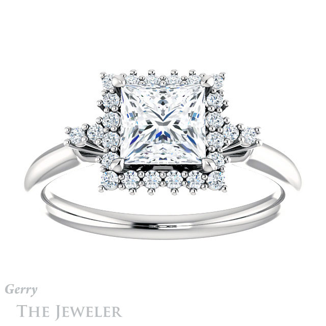 Princess Cut Forever One Moissanite Engagement Ring #GTJ1285-square-fo-w 1 Princess Cut Forever One Moissanite Engagement Ring #GTJ1285-square-fo-w