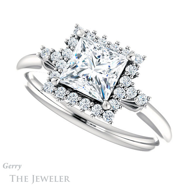 Princess Cut Forever One Moissanite Engagement Ring #GTJ1285-square-fo-w 5 Princess Cut Forever One Moissanite Engagement Ring #GTJ1285-square-fo-w