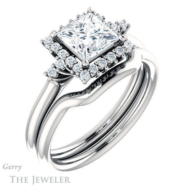 Princess Cut Forever One Moissanite Engagement Ring #GTJ1285-square-fo-w 6 Princess Cut Forever One Moissanite Engagement Ring #GTJ1285-square-fo-w