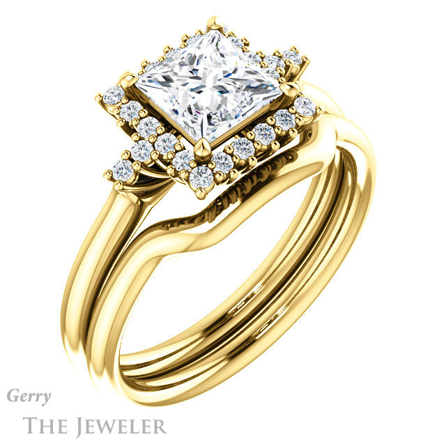Princess Cut Forever One Moissanite Engagement Ring #GTJ1285-square-fo-y 6 Princess Cut Forever One Moissanite Engagement Ring #GTJ1285-square-fo-y