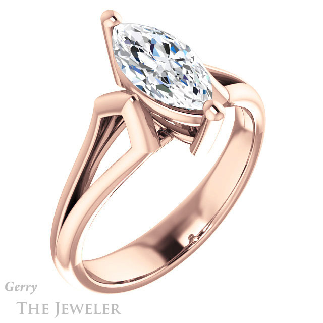 Marquise Cut Forever One Moissanite Engagement Ring #GTJ1289-marquise-fb-r 4 Marquise Cut Forever Brilliant Moissanite Engagement Ring #GTJ1289-marquise-fb-r