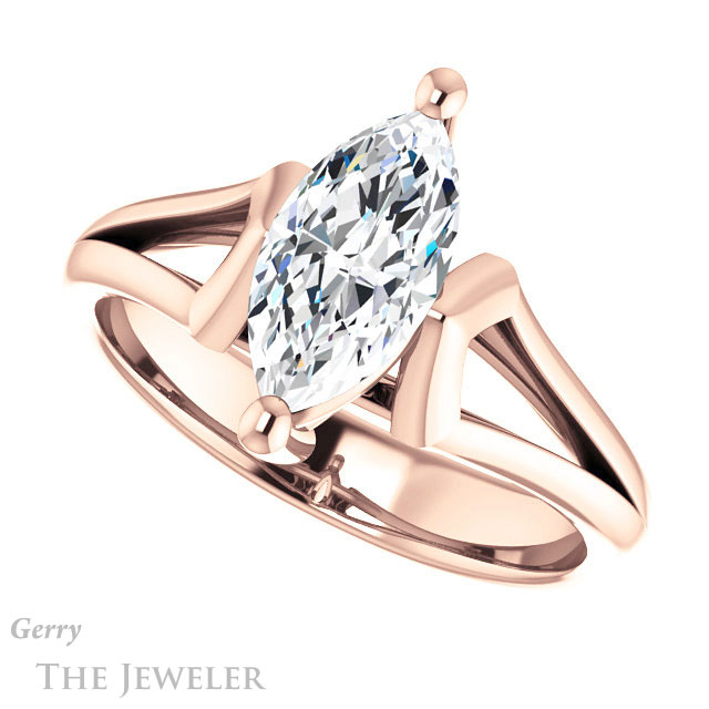 Marquise Cut Forever One Moissanite Engagement Ring #GTJ1289-marquise-fb-r 5 Marquise Cut Forever Brilliant Moissanite Engagement Ring #GTJ1289-marquise-fb-r