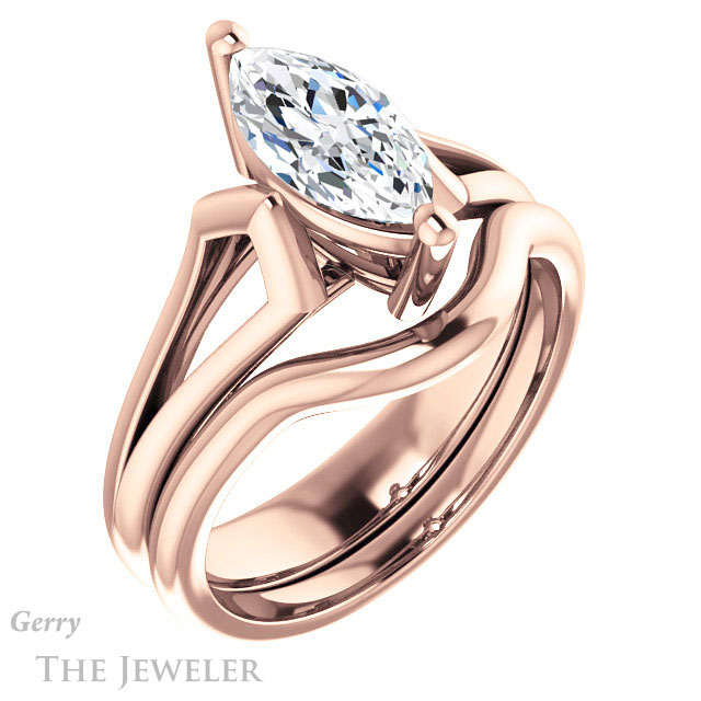 Marquise Cut Forever One Moissanite Engagement Ring #GTJ1289-marquise-fb-r 6 Marquise Cut Forever Brilliant Moissanite Engagement Ring #GTJ1289-marquise-fb-r
