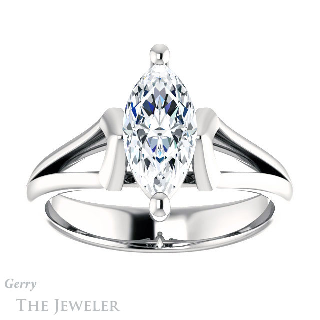 Marquise Cut Forever Brilliant Moissanite Engagement Ring #GTJ1289-marquise-fb-w