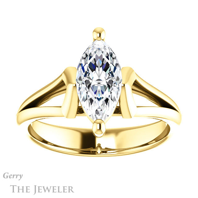 Marquise Cut Forever Brilliant Moissanite Engagement Ring #GTJ1289-marquise-fb-y