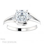 Cushion Cut Forever One Moissanite Engagement Ring #GTJ1292-cushion-fo-w