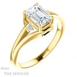 Emerald Cut Forever One Moissanite Engagement Ring #GTJ1292-emerald-fb-y 4 Emerald Cut Forever Brilliant Moissanite Engagement Ring #GTJ1292-emerald-fb-y