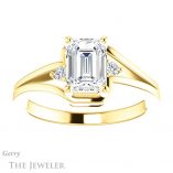 Emerald Cut Forever One Moissanite Engagement Ring #GTJ1292-emerald-fb-y 1 Emerald Cut Forever Brilliant Moissanite Engagement Ring #GTJ1292-emerald-fb-y