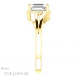Emerald Cut Forever One Moissanite Engagement Ring #GTJ1292-emerald-fb-y 3 Emerald Cut Forever Brilliant Moissanite Engagement Ring #GTJ1292-emerald-fb-y