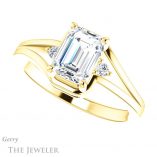 Emerald Cut Forever One Moissanite Engagement Ring #GTJ1292-emerald-fb-y 5 Emerald Cut Forever Brilliant Moissanite Engagement Ring #GTJ1292-emerald-fb-y