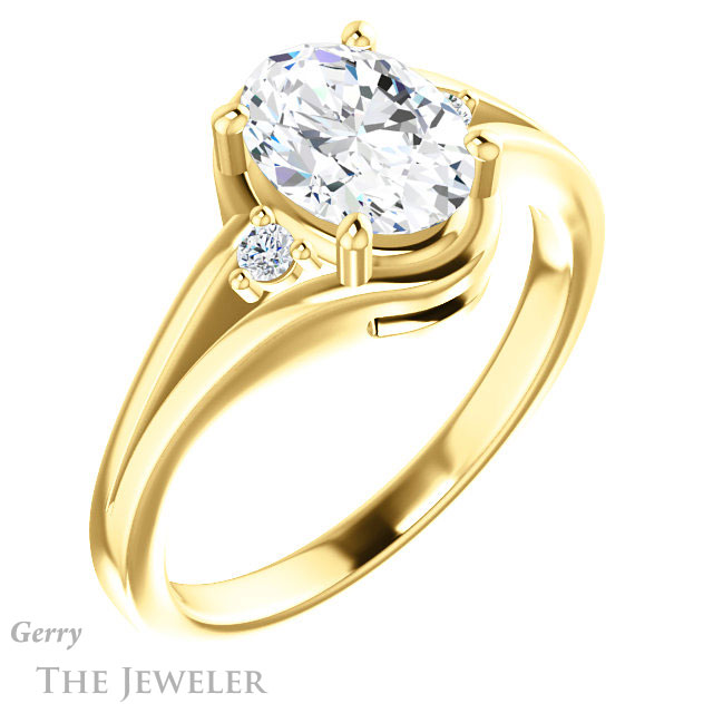 Oval Shaped Forever One Moissanite Engagement Ring #GTJ1292-oval-fo-y