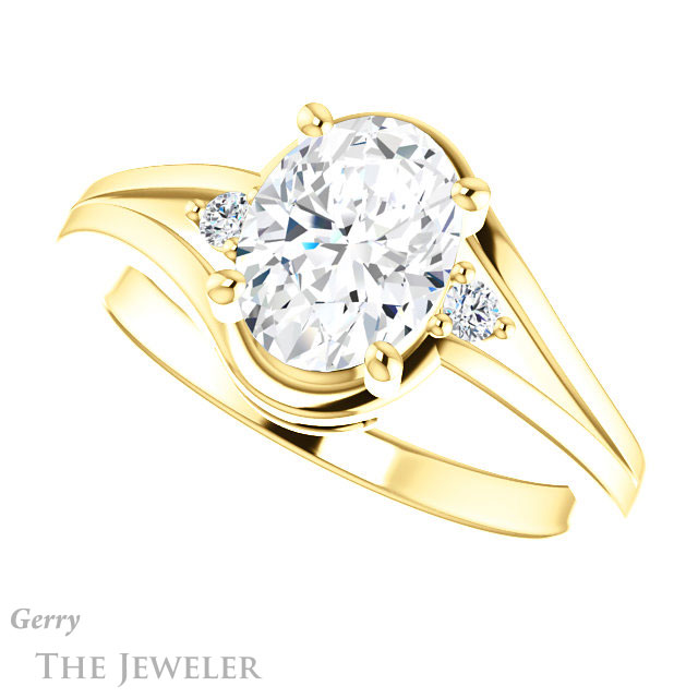 Oval Shaped Forever One Moissanite Engagement Ring #GTJ1292-oval-fo-y