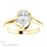 Pear Shaped Forever One Moissanite Engagement Ring #GTJ1292-pear-fb-y 1 Pear Shaped Forever Brilliant Moissanite Engagement Ring #GTJ1292-pear-fb-y