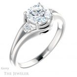 Round Cut Forever One Moissanite Engagement Ring #GTJ1292-round-fo-w 4 Round Cut Forever One Moissanite Engagement Ring #GTJ1292-round-fo-w