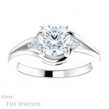 Round Cut Forever One Moissanite Engagement Ring #GTJ1292-round-fo-w 1 Round Cut Forever One Moissanite Engagement Ring #GTJ1292-round-fo-w