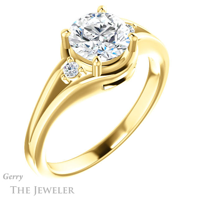 Round Cut Forever One Moissanite Engagement Ring #GTJ1292-round-fo-y 4 Round Cut Forever One Moissanite Engagement Ring #GTJ1292-round-fo-y