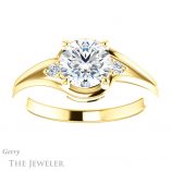 Round Cut Forever One Moissanite Engagement Ring #GTJ1292-round-fo-y 1 Round Cut Forever One Moissanite Engagement Ring #GTJ1292-round-fo-y