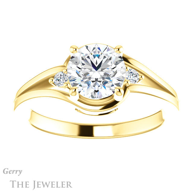 Round Cut Forever One Moissanite Engagement Ring #GTJ1292-round-fo-y 1 Round Cut Forever One Moissanite Engagement Ring #GTJ1292-round-fo-y