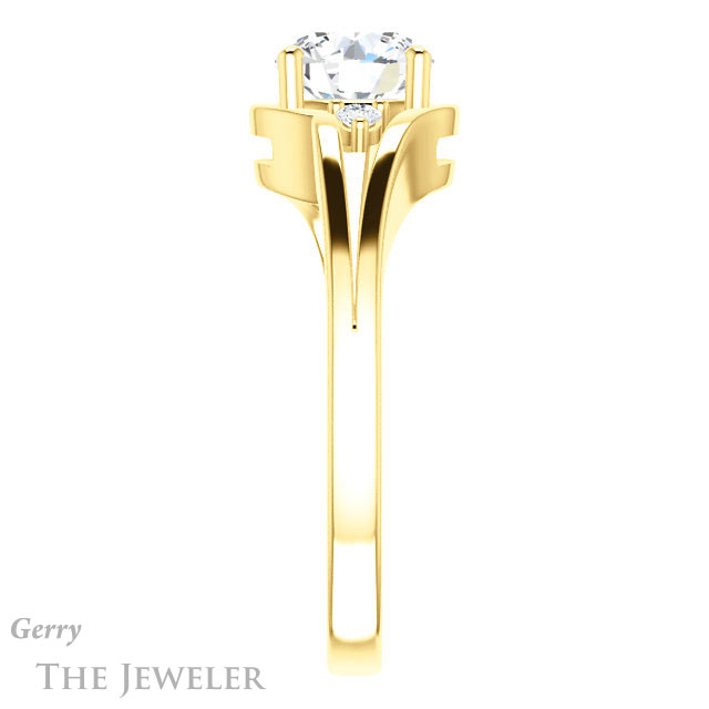 Round Cut Forever One Moissanite Engagement Ring #GTJ1292-round-fo-y 3 Round Cut Forever One Moissanite Engagement Ring #GTJ1292-round-fo-y