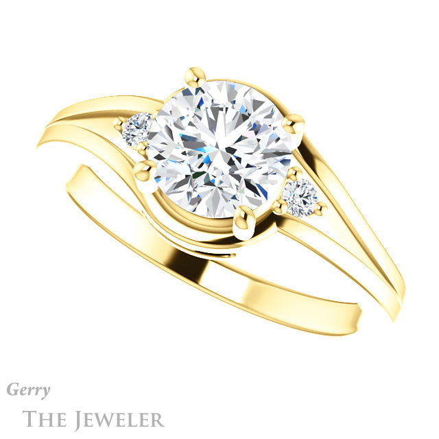 Round Cut Forever One Moissanite Engagement Ring #GTJ1292-round-fo-y 5 Round Cut Forever One Moissanite Engagement Ring #GTJ1292-round-fo-y