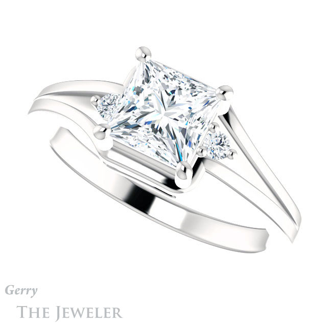 Princess Cut Forever One Moissanite Engagement Ring #GTJ1292-square-fo-w