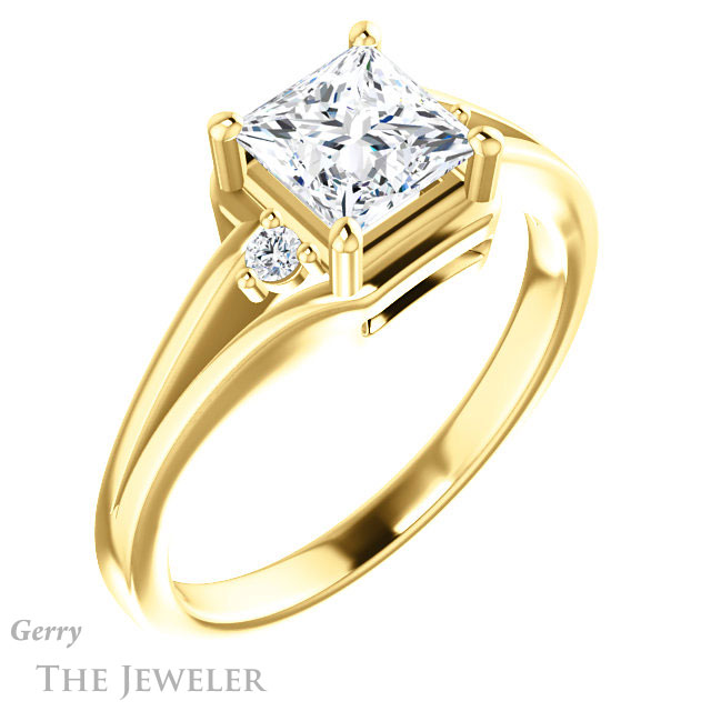 Princess Cut Forever One Moissanite Engagement Ring #GTJ1292-square-fo-y 4 Princess Cut Forever One Moissanite Engagement Ring #GTJ1292-square-fo-y