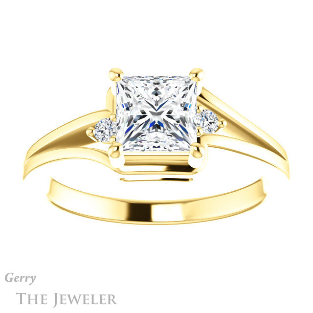 Princess Cut Forever One Moissanite Engagement Ring #GTJ1292-square-fo-y 1 Princess Cut Forever One Moissanite Engagement Ring #GTJ1292-square-fo-y