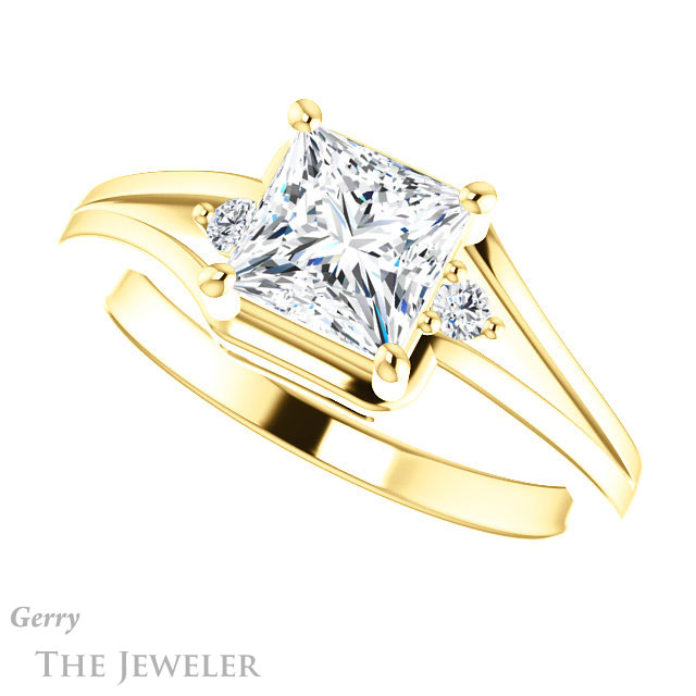 Princess Cut Forever One Moissanite Engagement Ring #GTJ1292-square-fo-y 5 Princess Cut Forever One Moissanite Engagement Ring #GTJ1292-square-fo-y