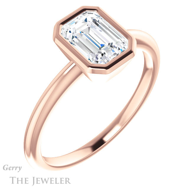 Emerald Cut Forever Brilliant Moissanite Engagement Ring #GTJ1293-emerald-fb-r