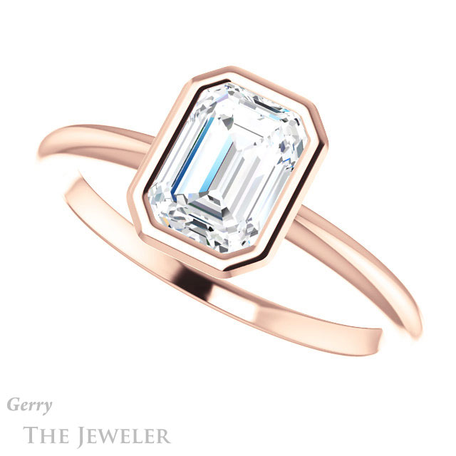 Emerald Cut Forever Brilliant Moissanite Engagement Ring #GTJ1293-emerald-fb-r