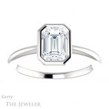 Emerald Cut Forever One Moissanite Engagement Ring #GTJ1293-emerald-fb-w 1 Emerald Cut Forever Brilliant Moissanite Engagement Ring #GTJ1293-emerald-fb-w