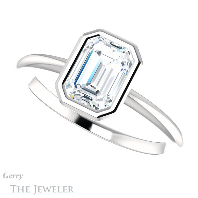 Emerald Cut Forever One Moissanite Engagement Ring #GTJ1293-emerald-fb-w 5 Emerald Cut Forever Brilliant Moissanite Engagement Ring #GTJ1293-emerald-fb-w