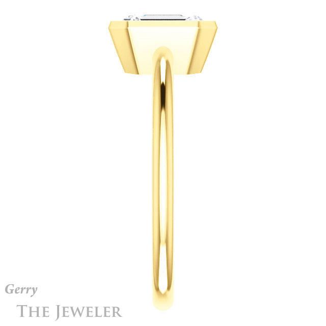 Emerald Cut Forever One Moissanite Engagement Ring #GTJ1293-emerald-fb-y 3 Emerald Cut Forever Brilliant Moissanite Engagement Ring #GTJ1293-emerald-fb-y