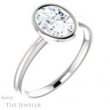 Oval Shaped Forever One Moissanite Engagement Ring #GTJ1293-oval-fo-w 4 Oval Shaped Forever One Moissanite Engagement Ring #GTJ1293-oval-fo-w