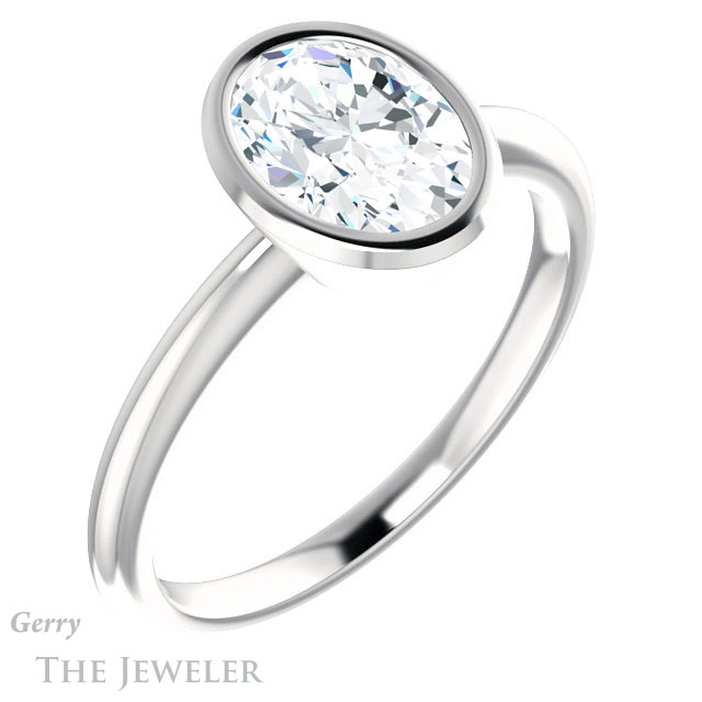 Oval Shaped Forever One Moissanite Engagement Ring #GTJ1293-oval-fo-w 4 Oval Shaped Forever One Moissanite Engagement Ring #GTJ1293-oval-fo-w