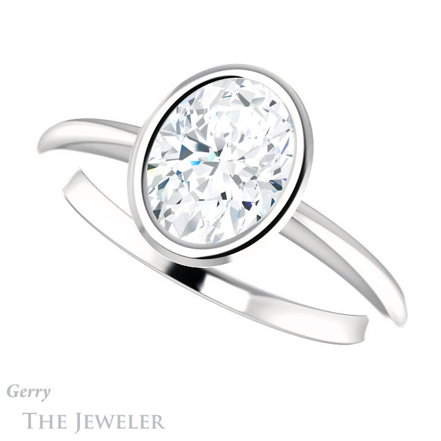 Oval Shaped Forever One Moissanite Engagement Ring #GTJ1293-oval-fo-w 5 Oval Shaped Forever One Moissanite Engagement Ring #GTJ1293-oval-fo-w