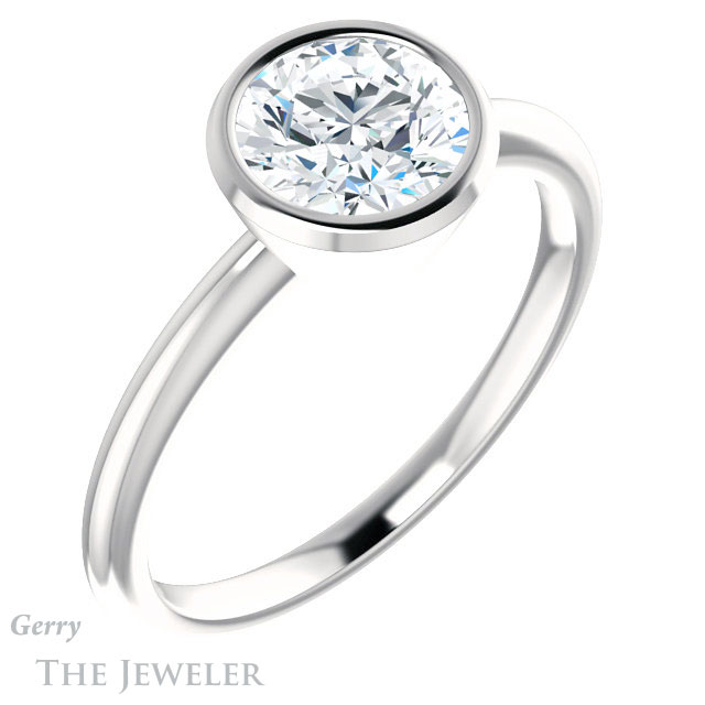 Round Cut Forever One Moissanite Engagement Ring #GTJ1293-round-fo-w 4 Round Cut Forever One Moissanite Engagement Ring #GTJ1293-round-fo-w