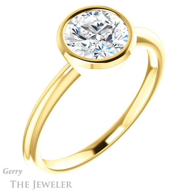 Round Cut Forever One Moissanite Engagement Ring #GTJ1293-round-fo-y 4 Round Cut Forever One Moissanite Engagement Ring #GTJ1293-round-fo-y