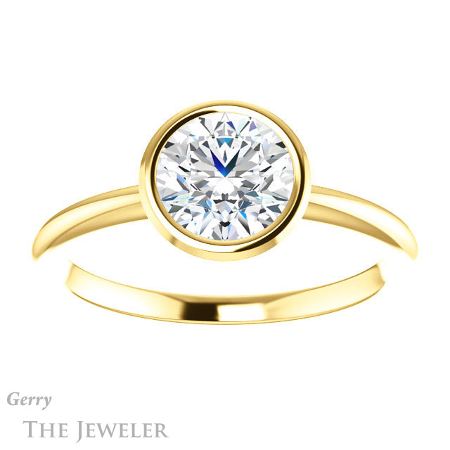 Round Cut Forever One Moissanite Engagement Ring #GTJ1293-round-fo-y 1 Round Cut Forever One Moissanite Engagement Ring #GTJ1293-round-fo-y