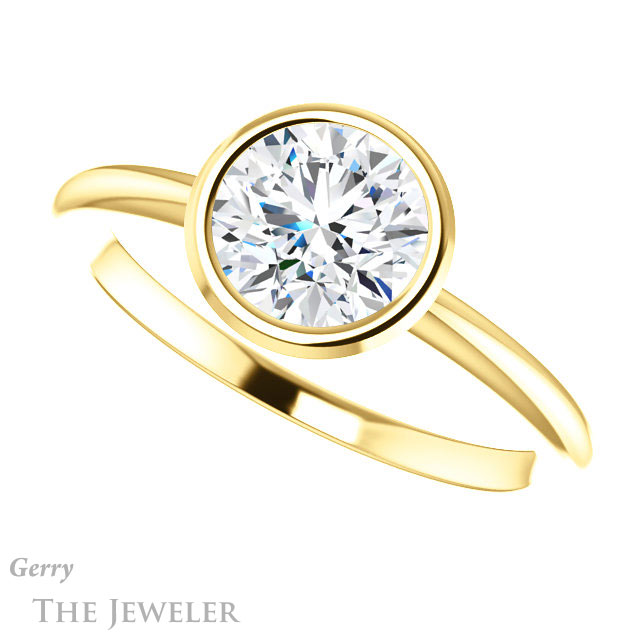 Round Cut Forever One Moissanite Engagement Ring #GTJ1293-round-fo-y 5 Round Cut Forever One Moissanite Engagement Ring #GTJ1293-round-fo-y