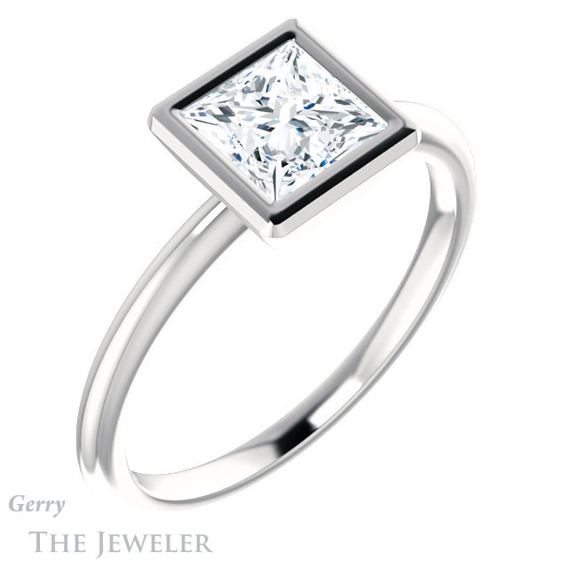 Princess Cut Forever One Moissanite Engagement Ring #GTJ1293-square-fo-w 4 Princess Cut Forever One Moissanite Engagement Ring #GTJ1293-square-fo-w