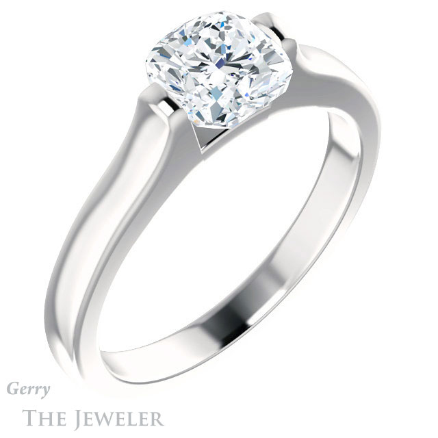 Cushion Cut Forever One Moissanite Engagement Ring #GTJ1294-cushion-fo-w | Gerry The Jeweler Cushion Cut Forever One Moissanite Engagement Ring #GTJ1294-cushion-fo-w