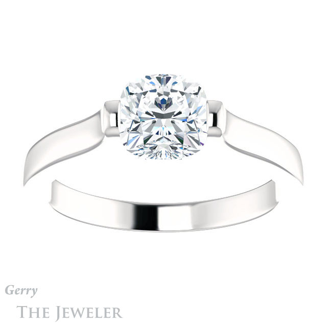 Cushion Cut Forever One Moissanite Engagement Ring #GTJ1294-cushion-fo-w | Gerry The Jeweler Cushion Cut Forever One Moissanite Engagement Ring #GTJ1294-cushion-fo-w
