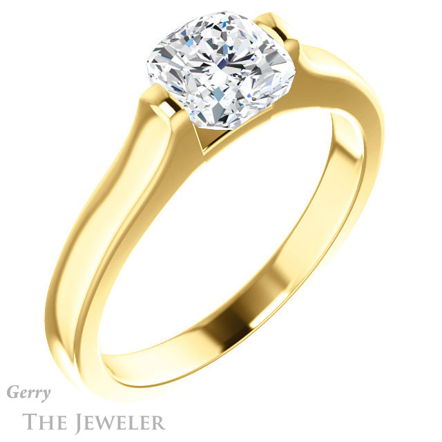 Cushion Cut Forever One Moissanite Engagement Ring #GTJ1294-cushion-fo-y | Gerry The Jeweler Cushion Cut Forever One Moissanite Engagement Ring #GTJ1294-cushion-fo-y