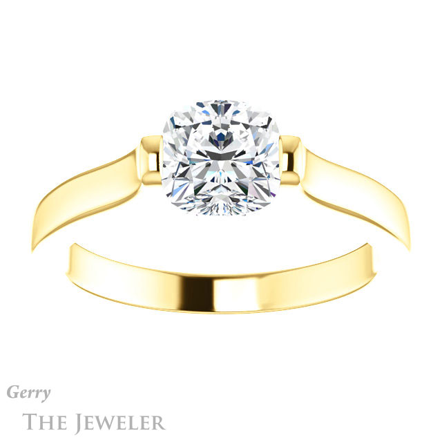 Cushion Cut Forever One Moissanite Engagement Ring #GTJ1294-cushion-fo-y | Gerry The Jeweler Cushion Cut Forever One Moissanite Engagement Ring #GTJ1294-cushion-fo-y