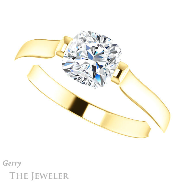 Cushion Cut Forever One Moissanite Engagement Ring #GTJ1294-cushion-fo-y | Gerry The Jeweler Cushion Cut Forever One Moissanite Engagement Ring #GTJ1294-cushion-fo-y