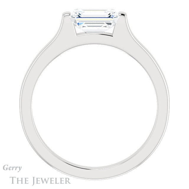 Emerald Cut Forever One Moissanite Engagement Ring #GTJ1294-emerald-fb-w | Gerry The Jeweler Emerald Cut Forever Brilliant Moissanite Engagement Ring #GTJ1294-emerald-fb-w