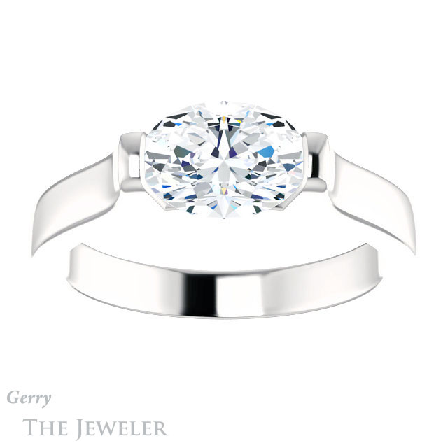 Oval Shaped Forever One Moissanite Engagement Ring #GTJ1294-oval-fo-w | Gerry The Jeweler Oval Shaped Forever One Moissanite Engagement Ring #GTJ1294-oval-fo-w