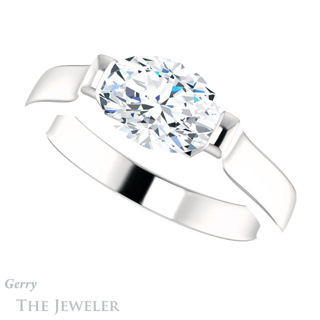Oval Shaped Forever One Moissanite Engagement Ring #GTJ1294-oval-fo-w | Gerry The Jeweler Oval Shaped Forever One Moissanite Engagement Ring #GTJ1294-oval-fo-w