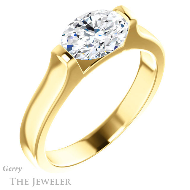 Oval Shaped Forever One Moissanite Engagement Ring #GTJ1294-oval-fo-y | Gerry The Jeweler Oval Shaped Forever One Moissanite Engagement Ring #GTJ1294-oval-fo-y
